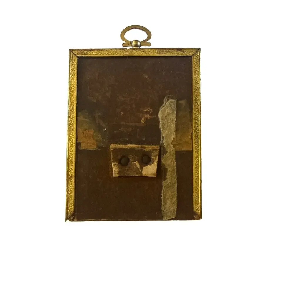 Vintage Ornate Brass Mini Picture Frame Boy Scout Photo 4.5x3.5” Hanging